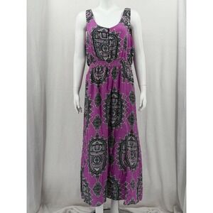 Maeve Anthropologie Dress Womens XL Purple Annas Silk Maxi Sleeveless Boho Slits